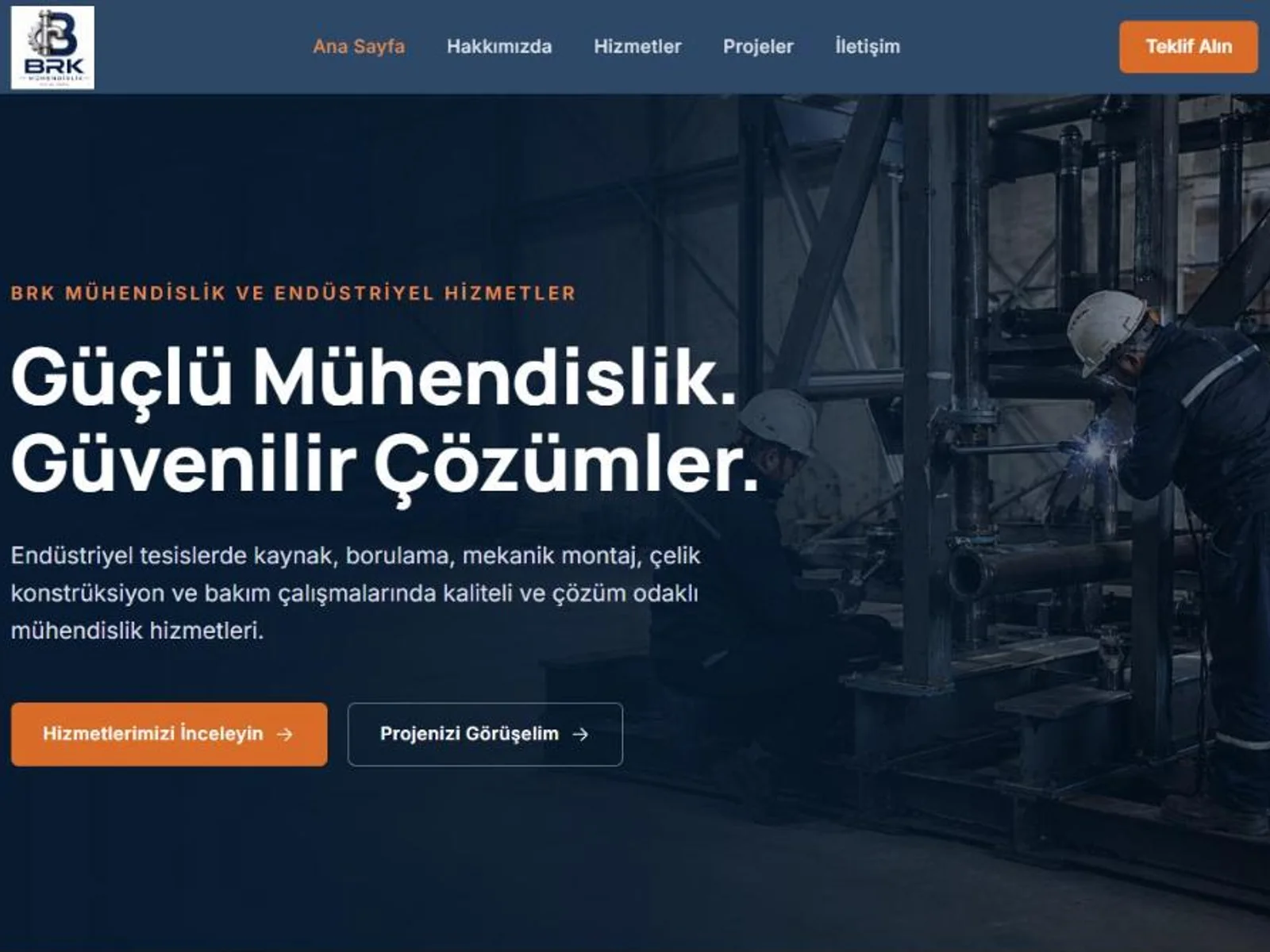BRK Mühendislik web sitesinin ekran görüntüsü